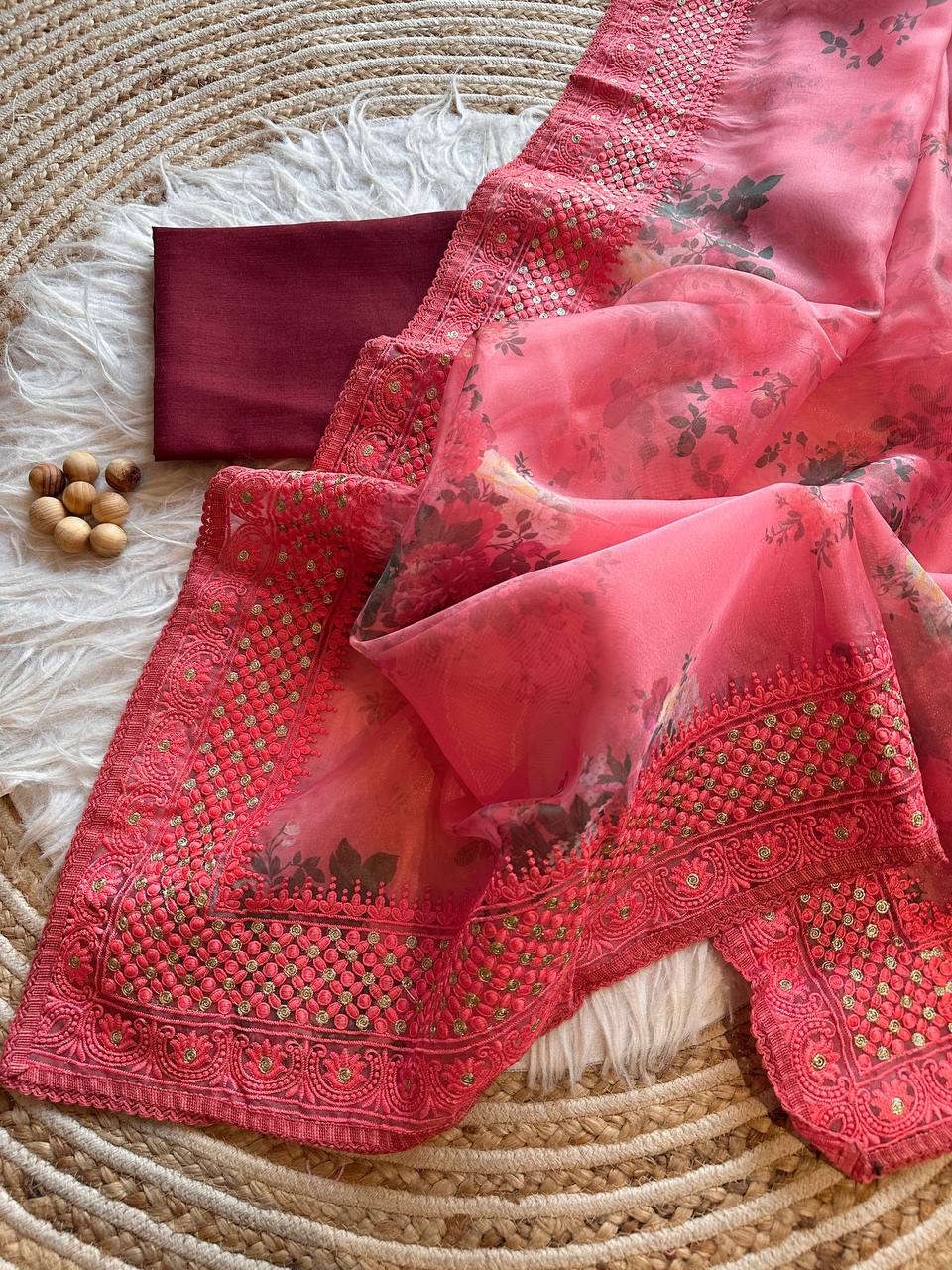 Lucknowi Worked Organza Saree