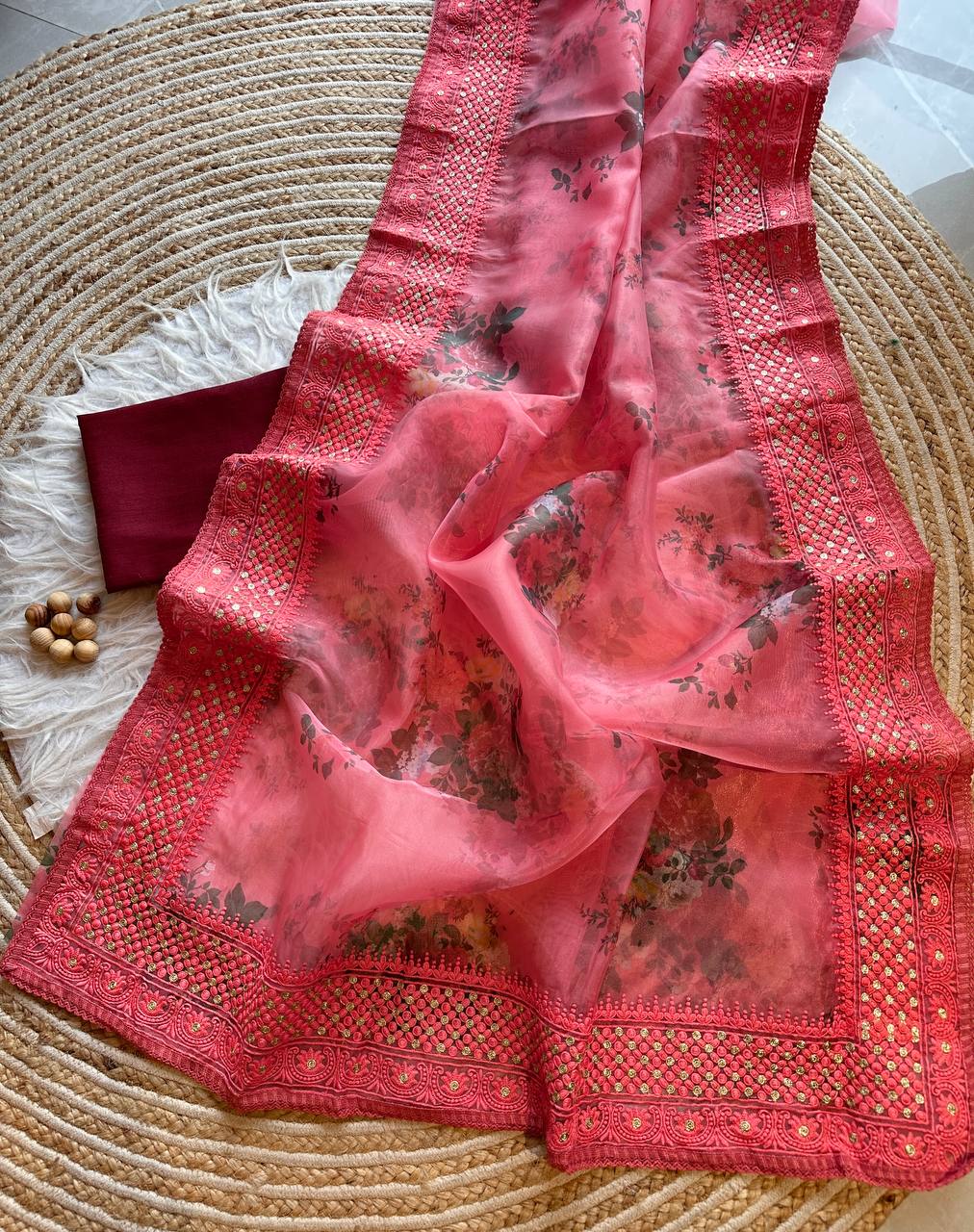 Lucknowi Worked Organza Saree