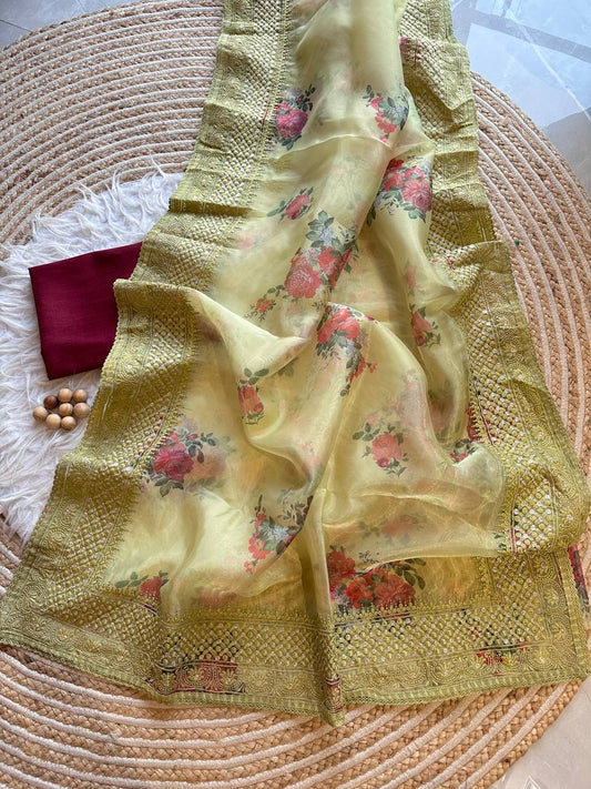 Lucknowi Worked Organza Saree