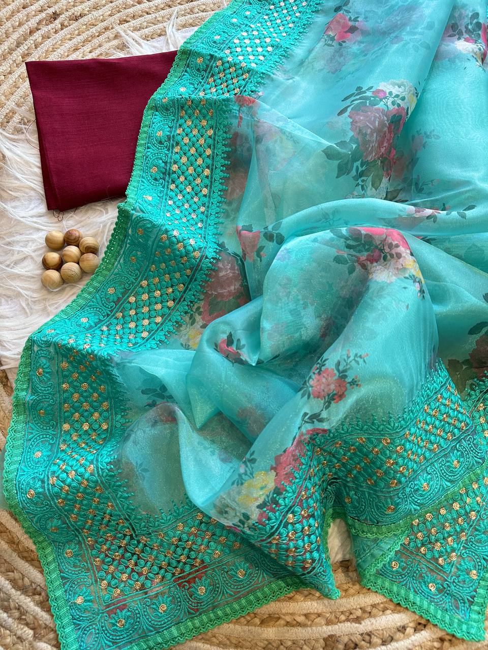 Lucknowi Worked Organza Saree