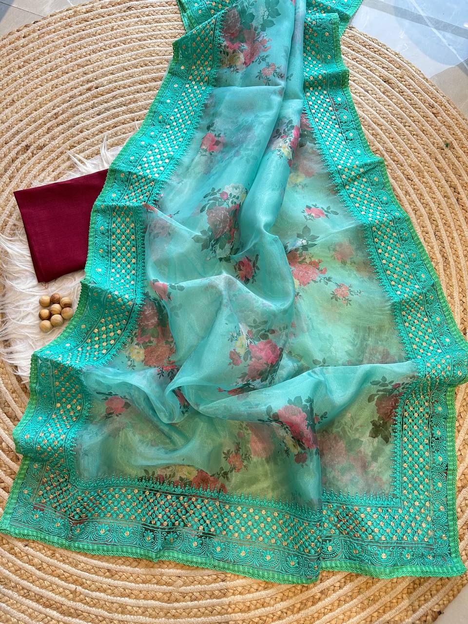 Lucknowi Worked Organza Saree