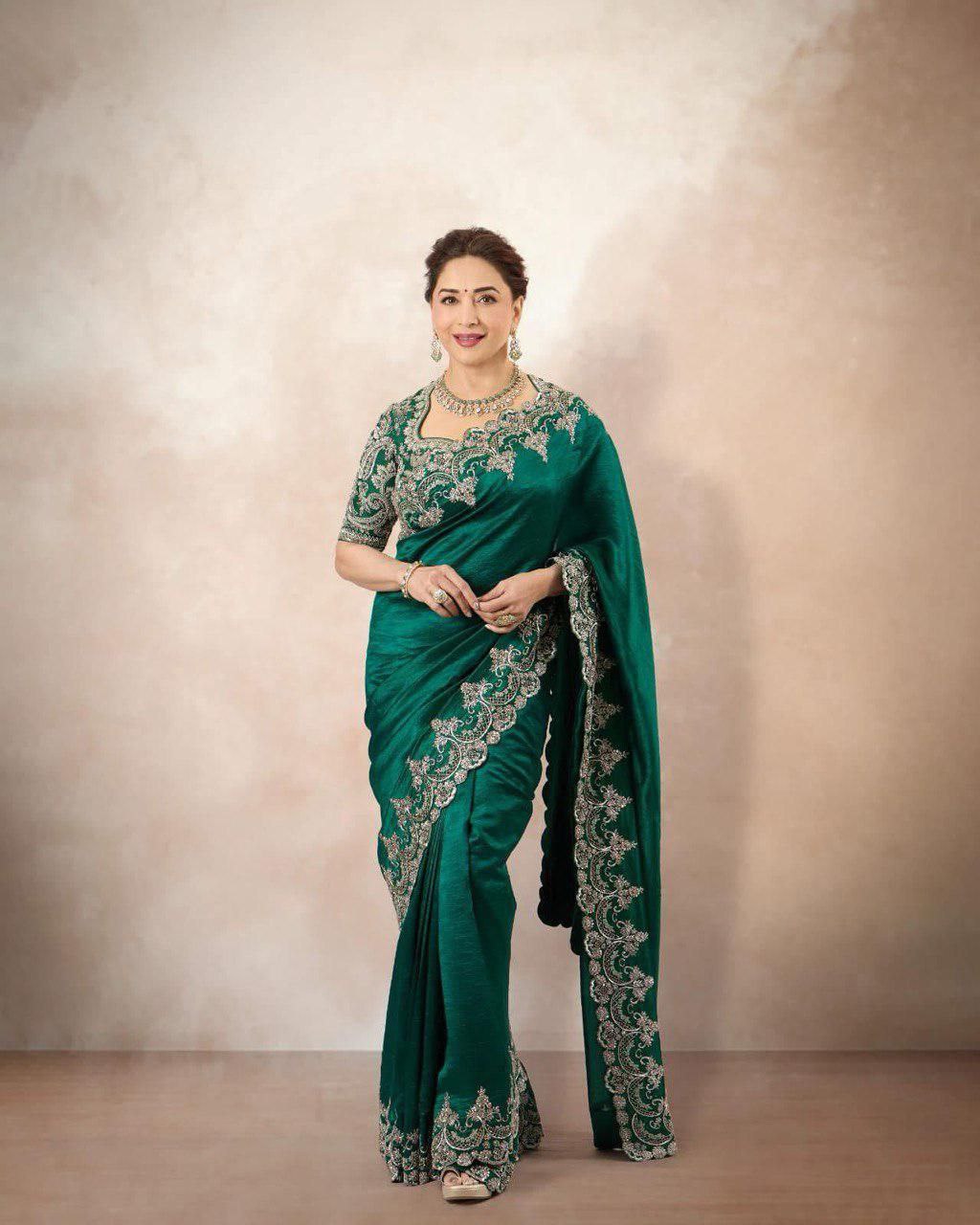 Madhuri Dixit's Rangolis Silk Bollywood Saree | Clone Design