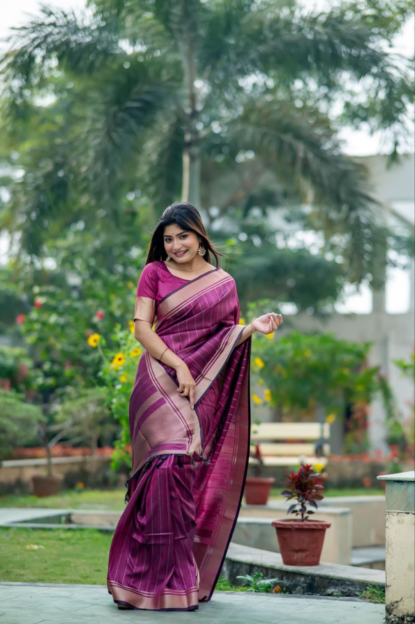 Magenta Banarasi Raw Silk Saree