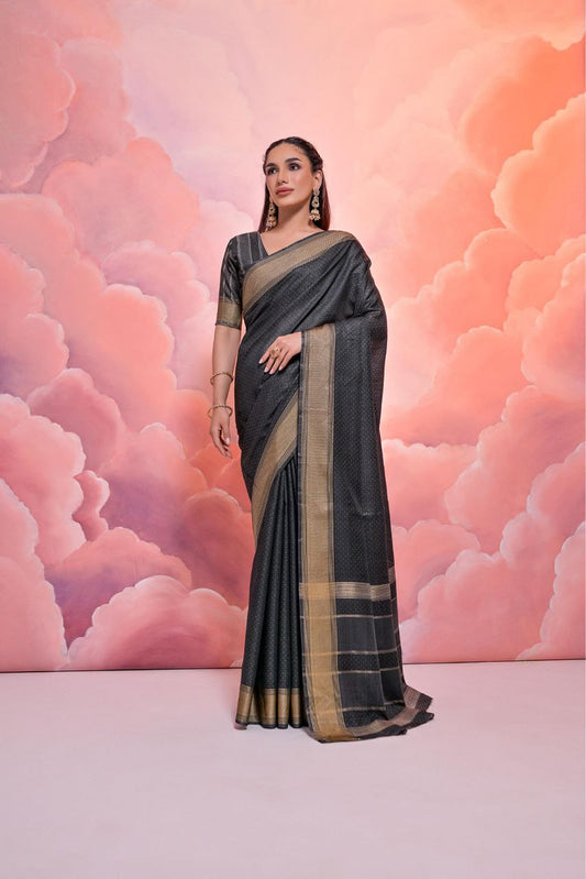 Black Resham Silk Saree