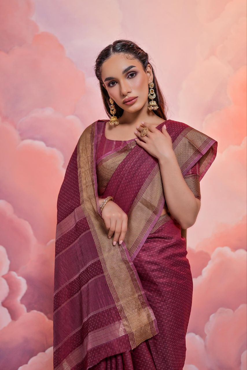 Magenta Resham Silk Saree