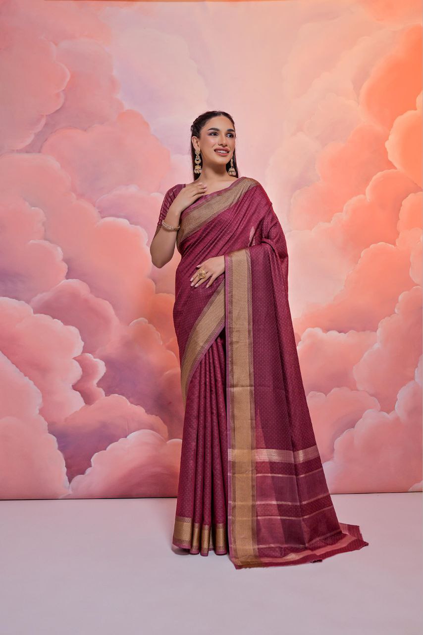 Magenta Resham Silk Saree