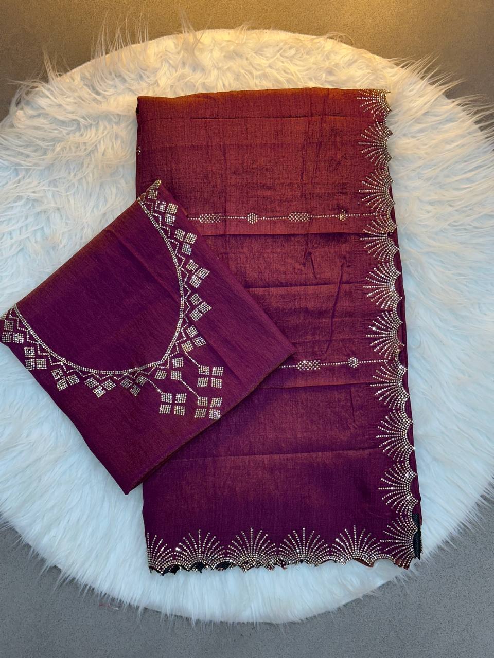 Magenta Two Tone Chocolate Silk Saree
