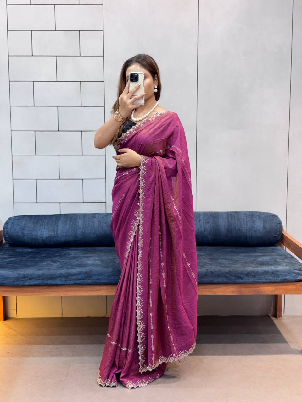 Magenta Two Tone Chocolate Silk Saree