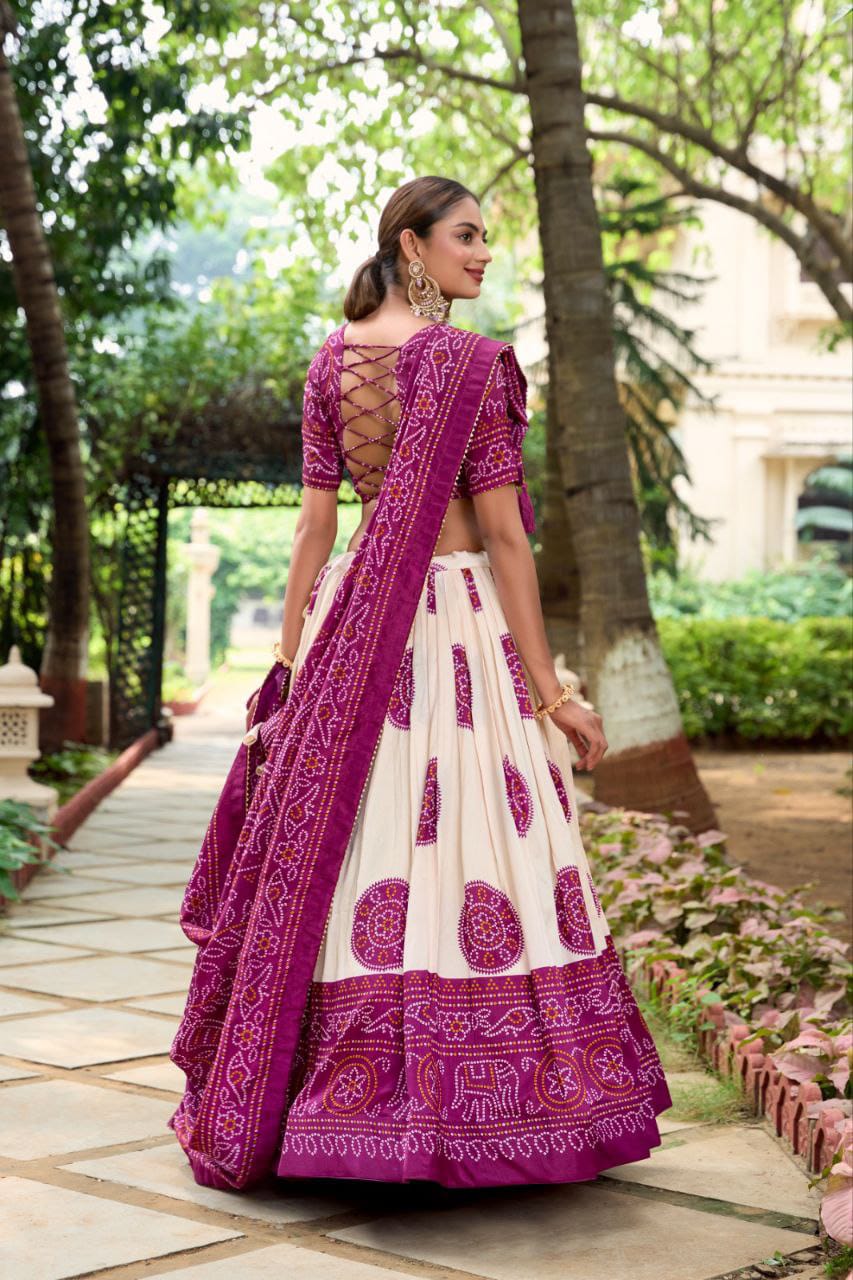 Magenta Wedding Wear Patola Printed Lehenga