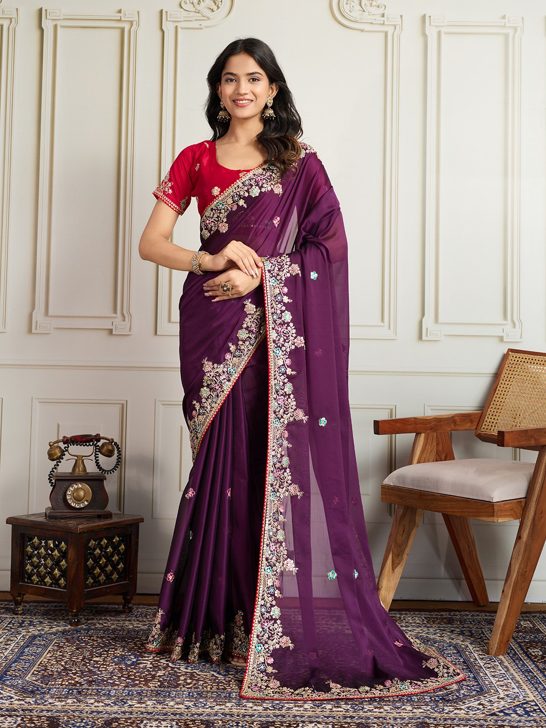 Magenta Wedding Wear Rangoli Silk Saree
