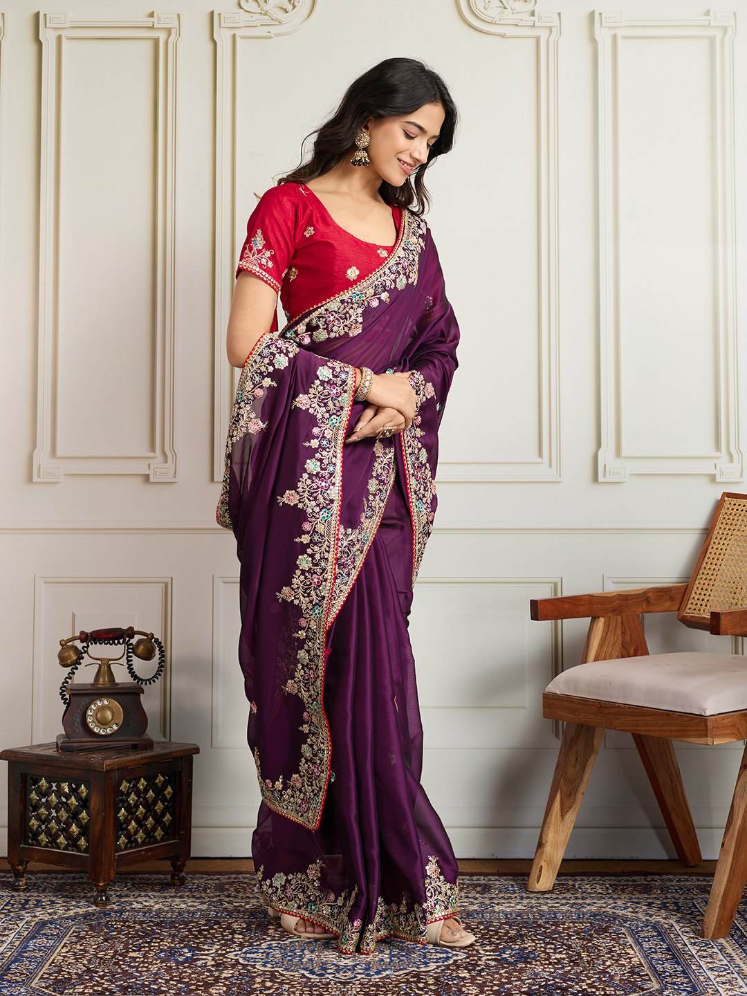 Magenta Wedding Wear Rangoli Silk Saree