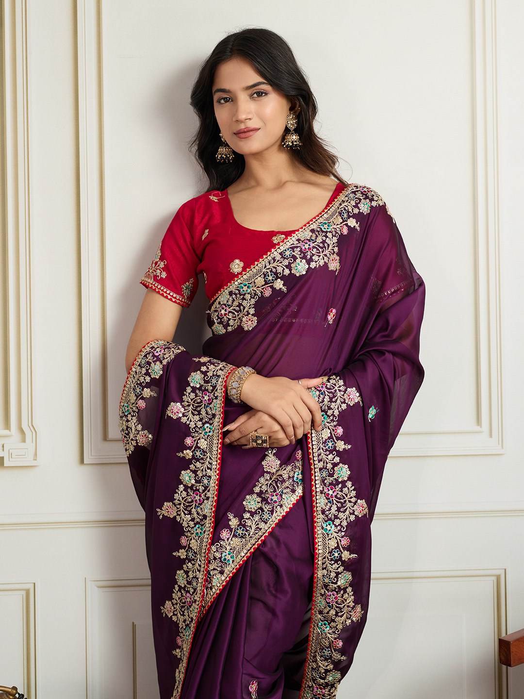 Magenta Wedding Wear Rangoli Silk Saree