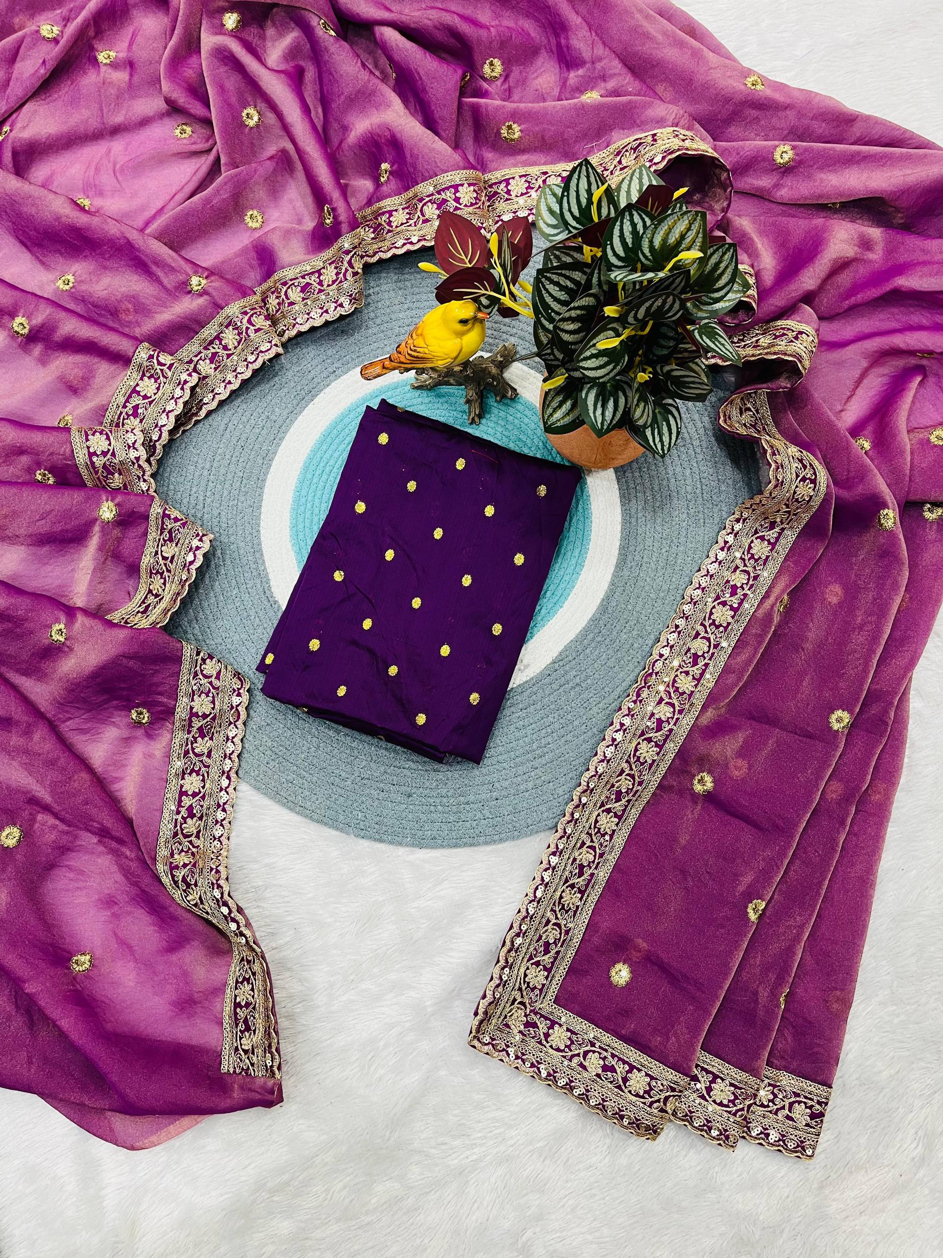 Magneta Bollywood Style Mocha Silk Saree | Clone Design