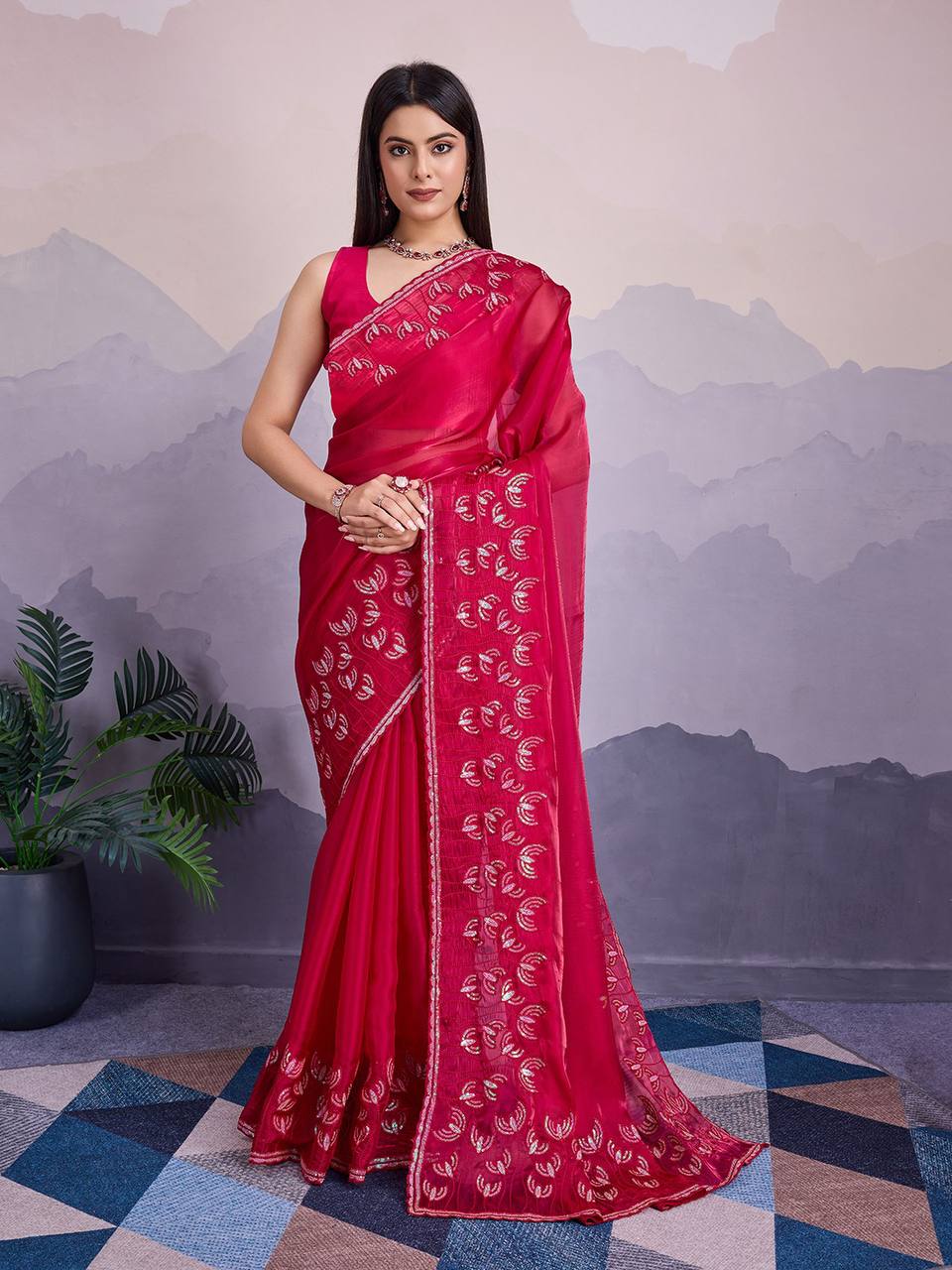 Maroon Desiner Zimmy Choo Saree