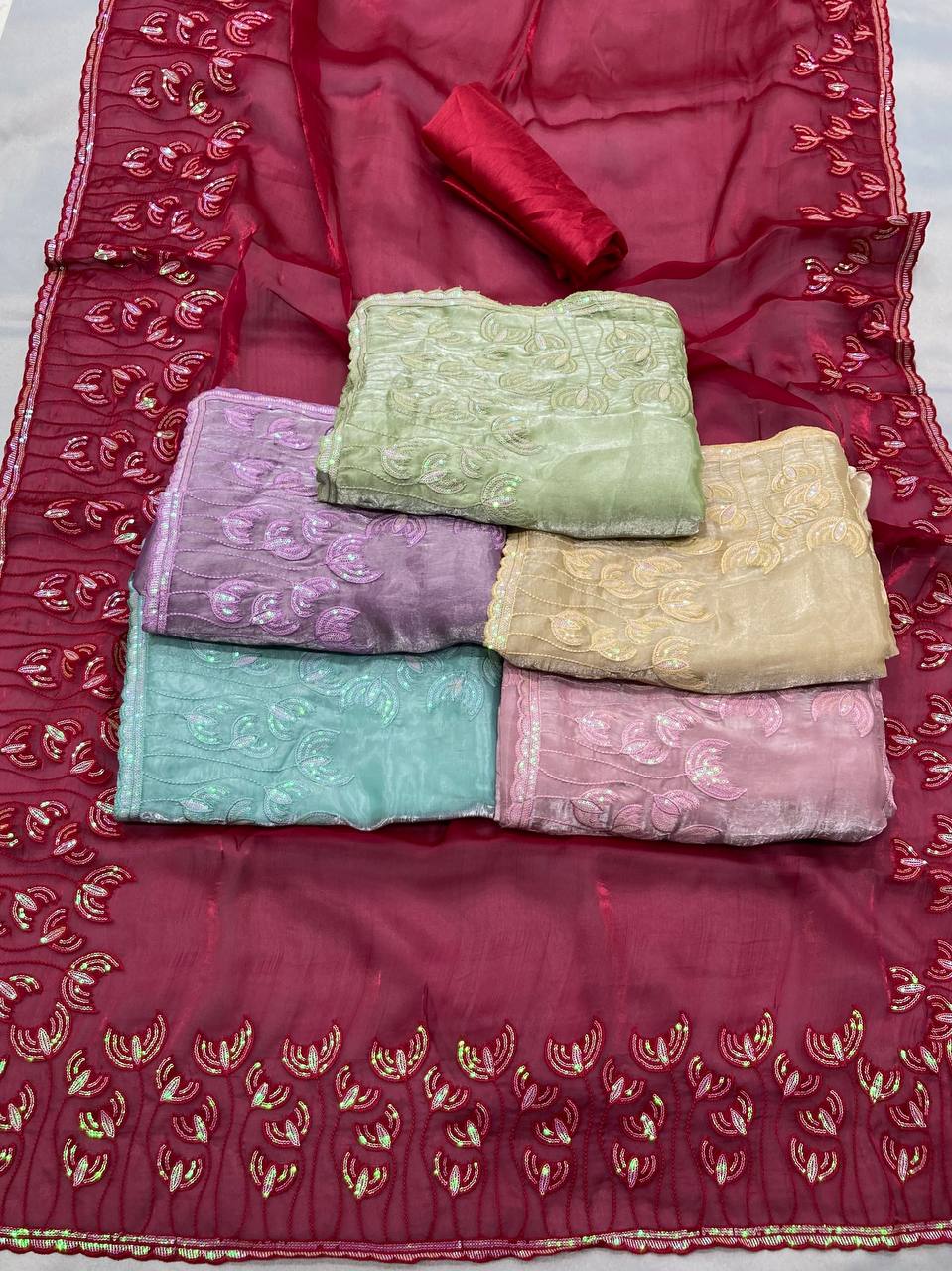 Maroon Desiner Zimmy Choo Saree