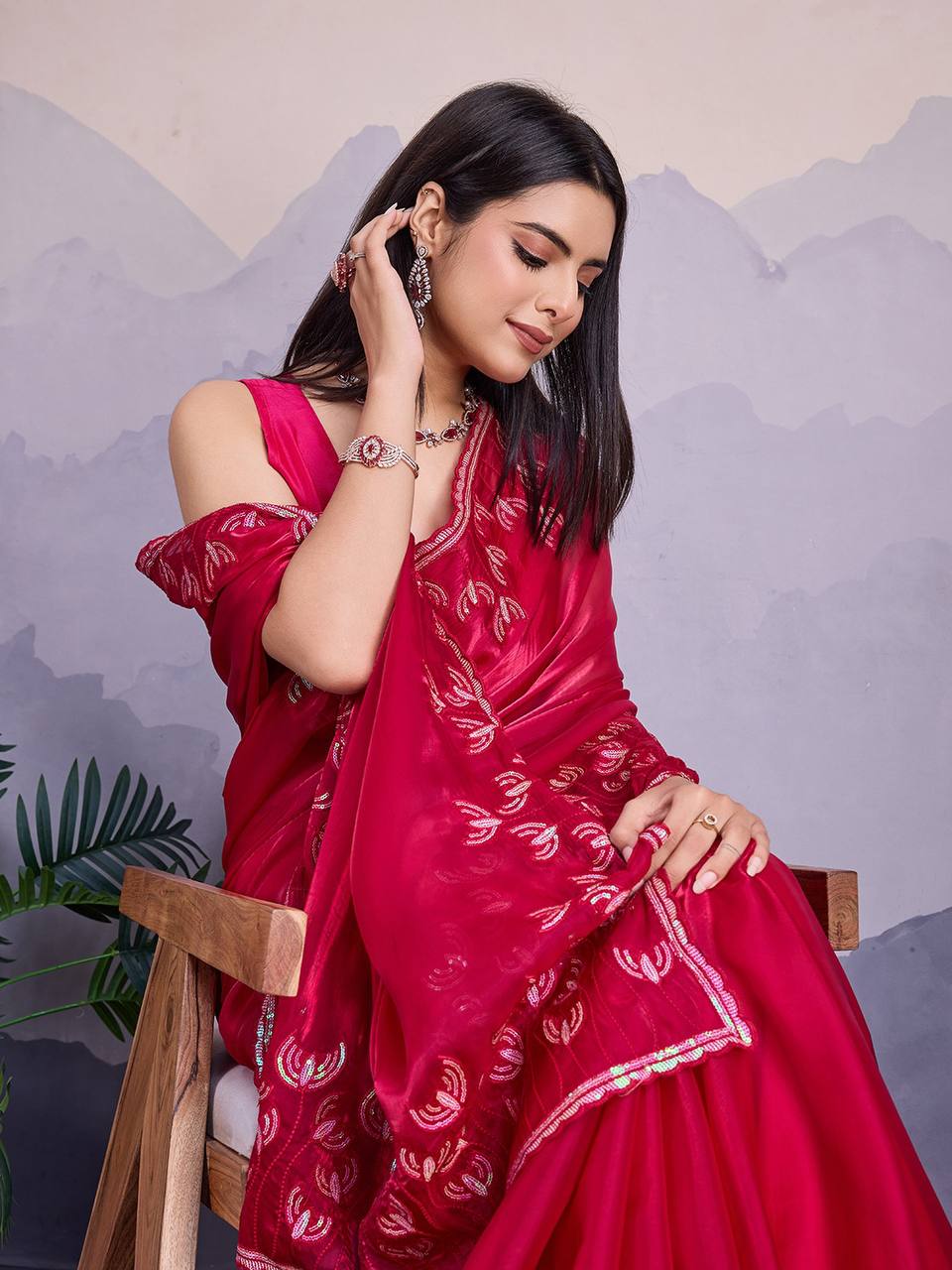 Maroon Desiner Zimmy Choo Saree