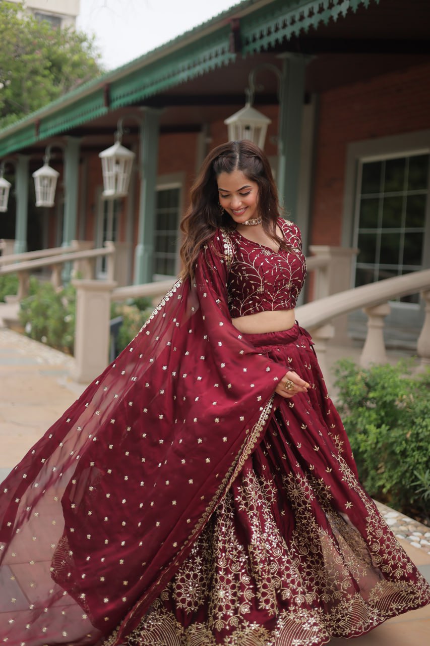 Maroon Wedding Wear Lehenga Choli