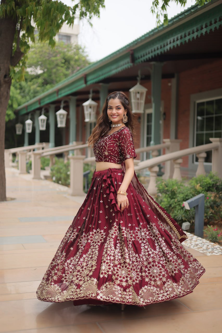 Maroon Wedding Wear Lehenga Choli