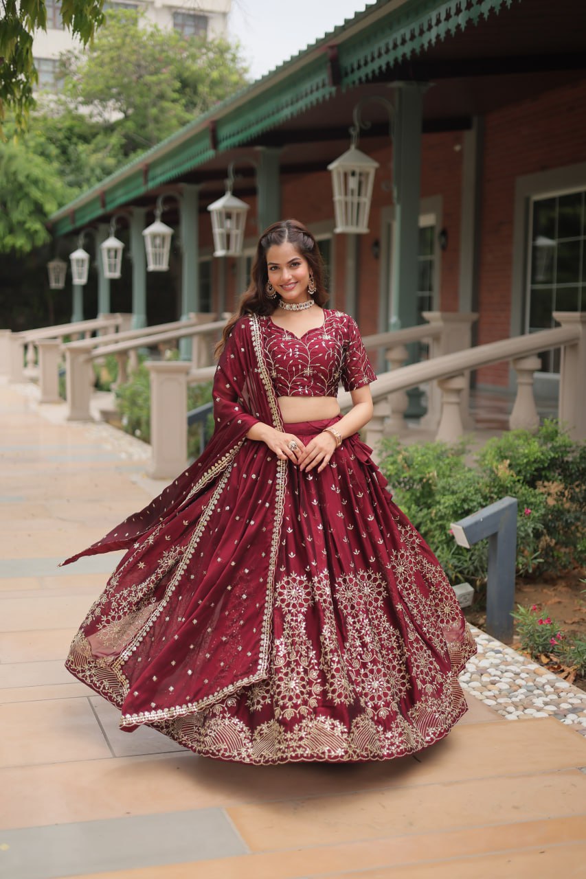 Maroon Wedding Wear Lehenga Choli