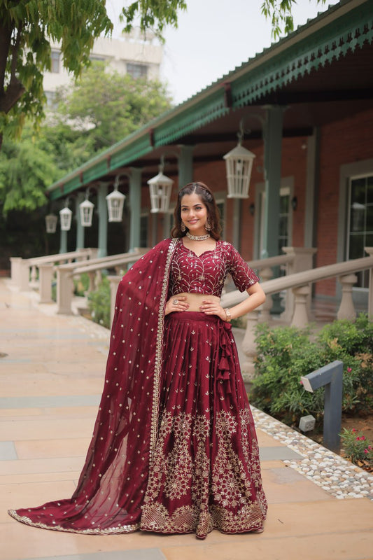 Maroon Wedding Wear Lehenga Choli