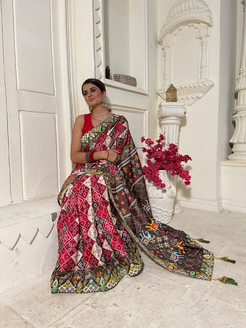 Multicolor Designer Vichitra Silk Saree