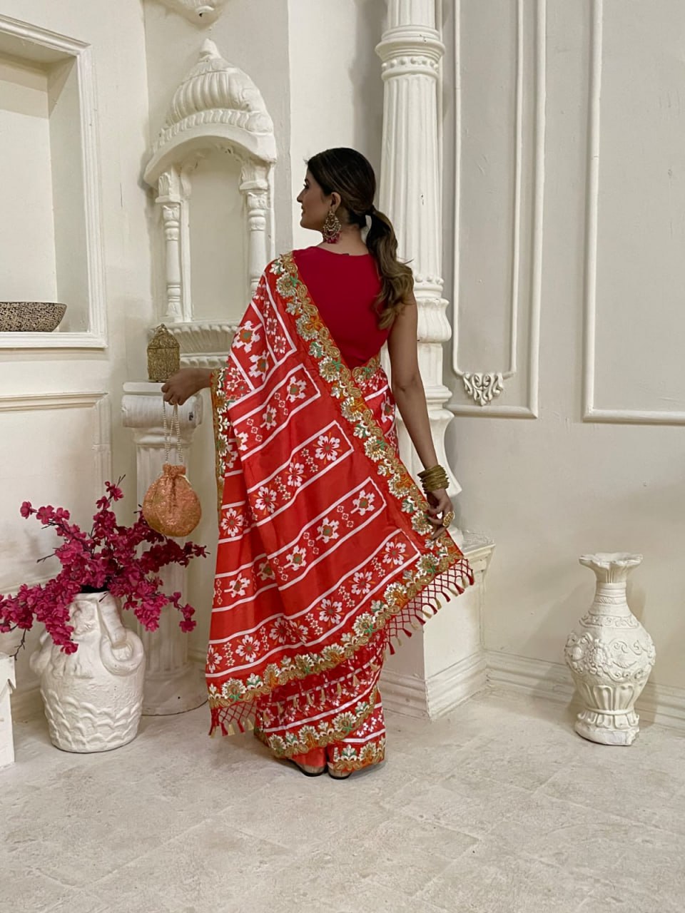 Multicolor Designer Vichitra Silk Saree