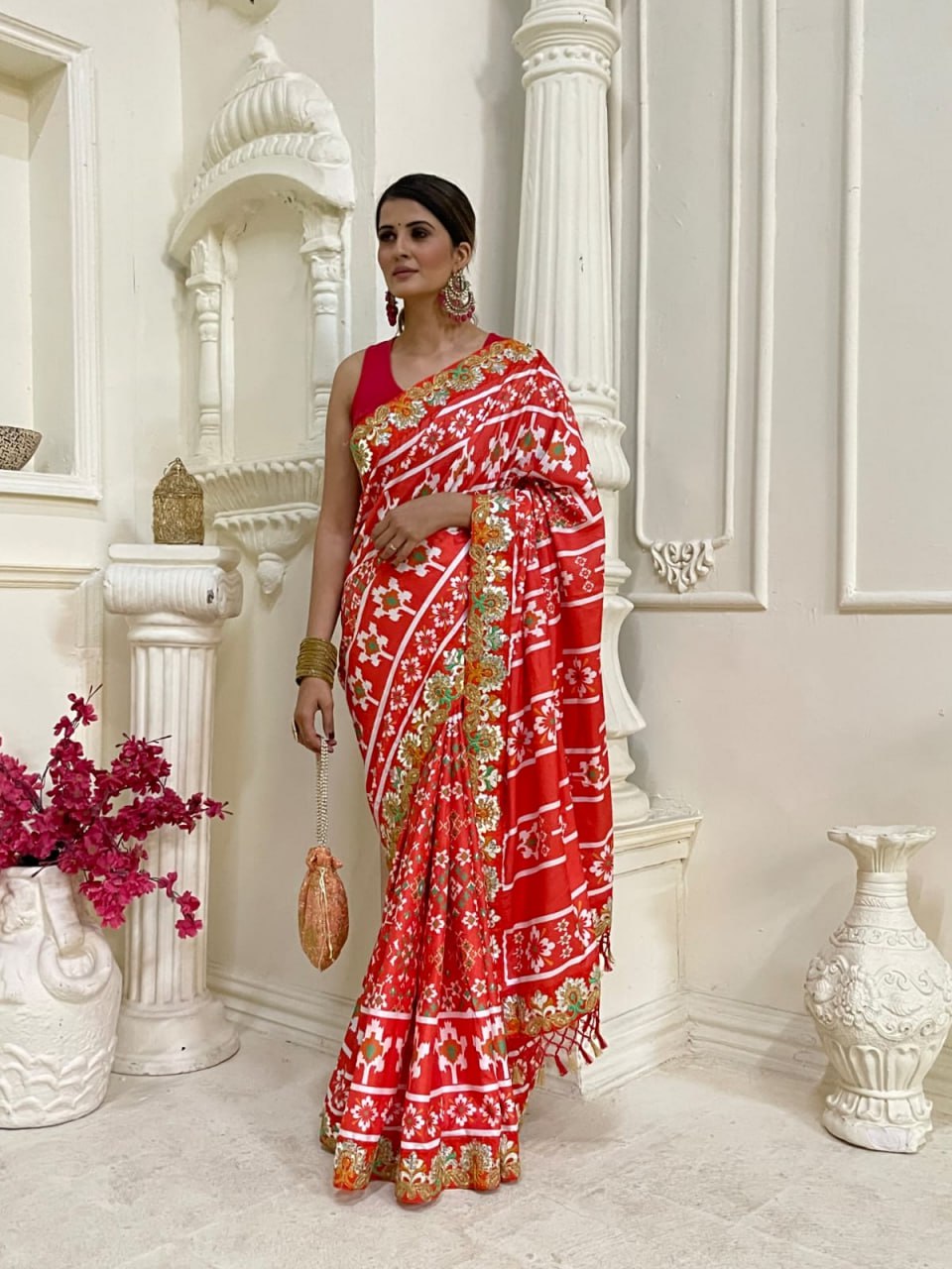 Multicolor Designer Vichitra Silk Saree