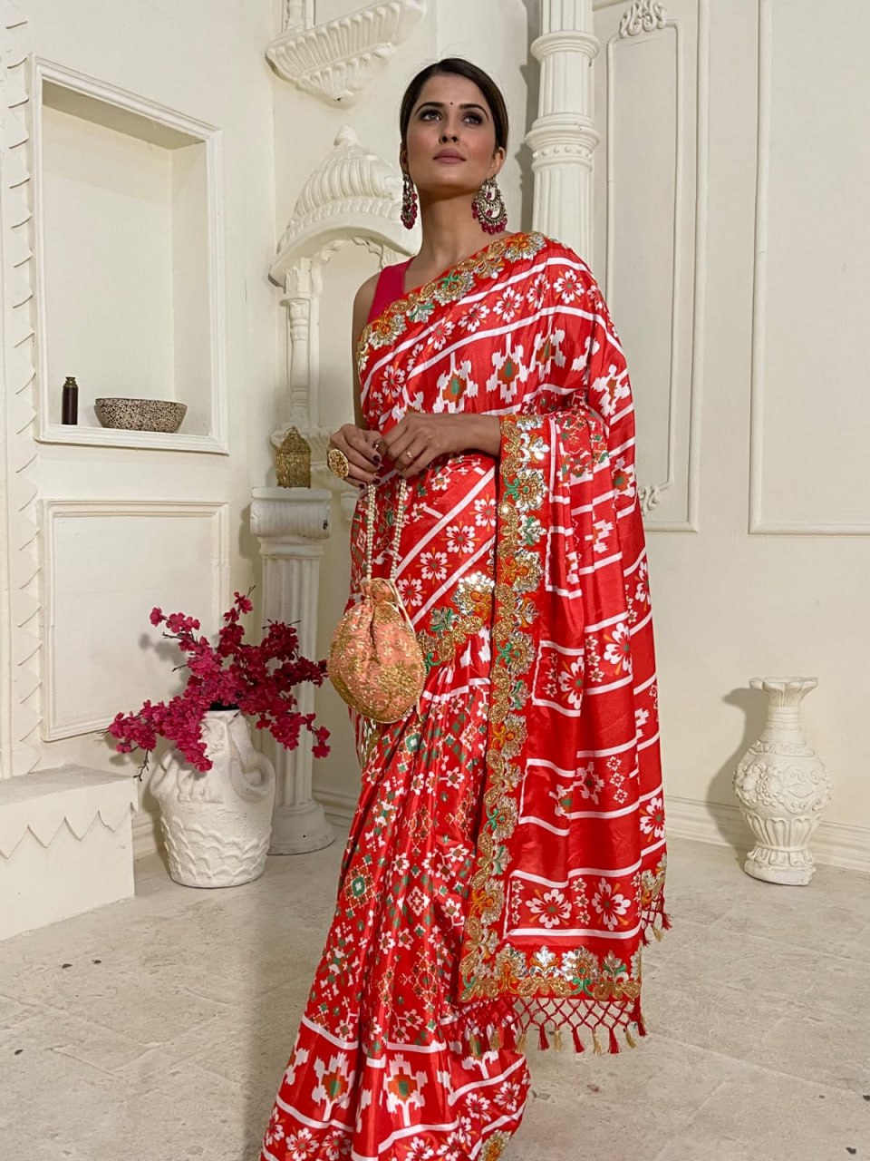 Multicolor Designer Vichitra Silk Saree