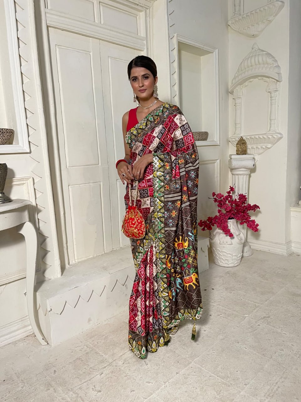 Multicolor Designer Vichitra Silk Saree