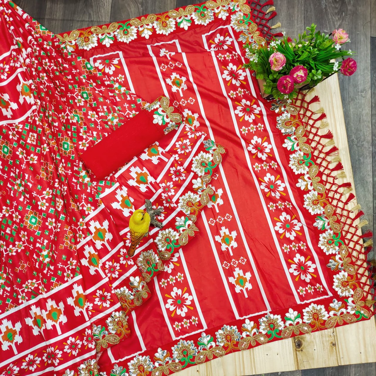 Multicolor Designer Vichitra Silk Saree