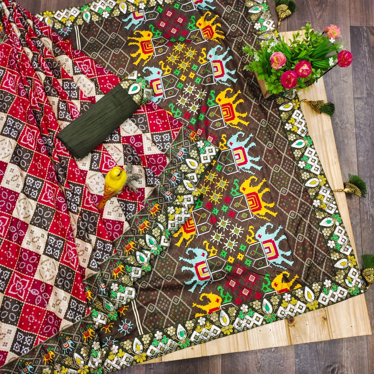 Multicolor Designer Vichitra Silk Saree