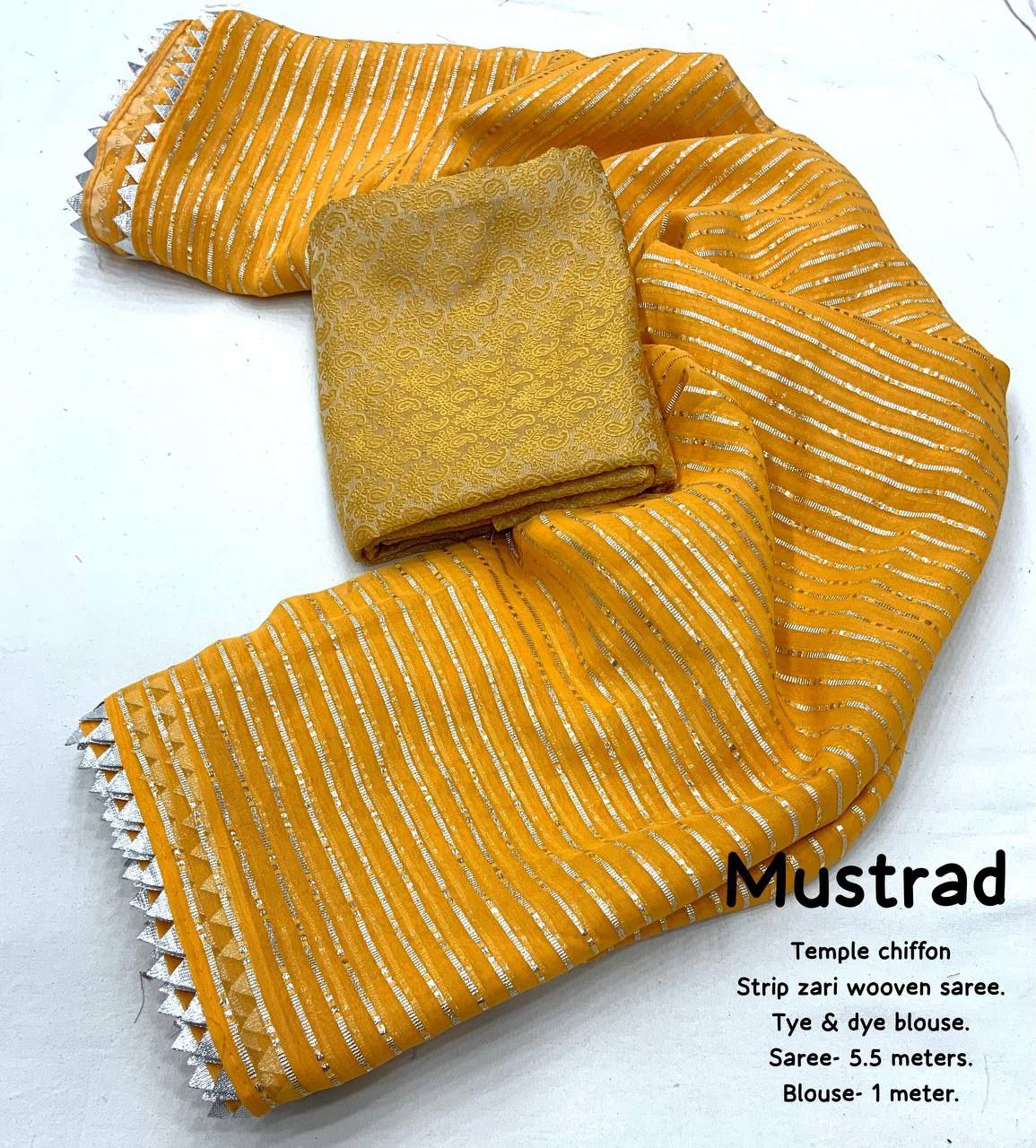 Mustard Stylish Chiffon Saree