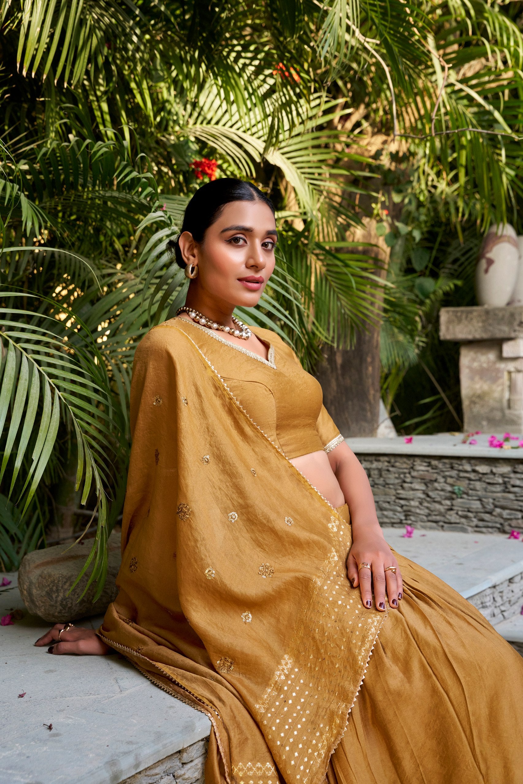 Mustard Traditional Pure Chanderi Lehenga