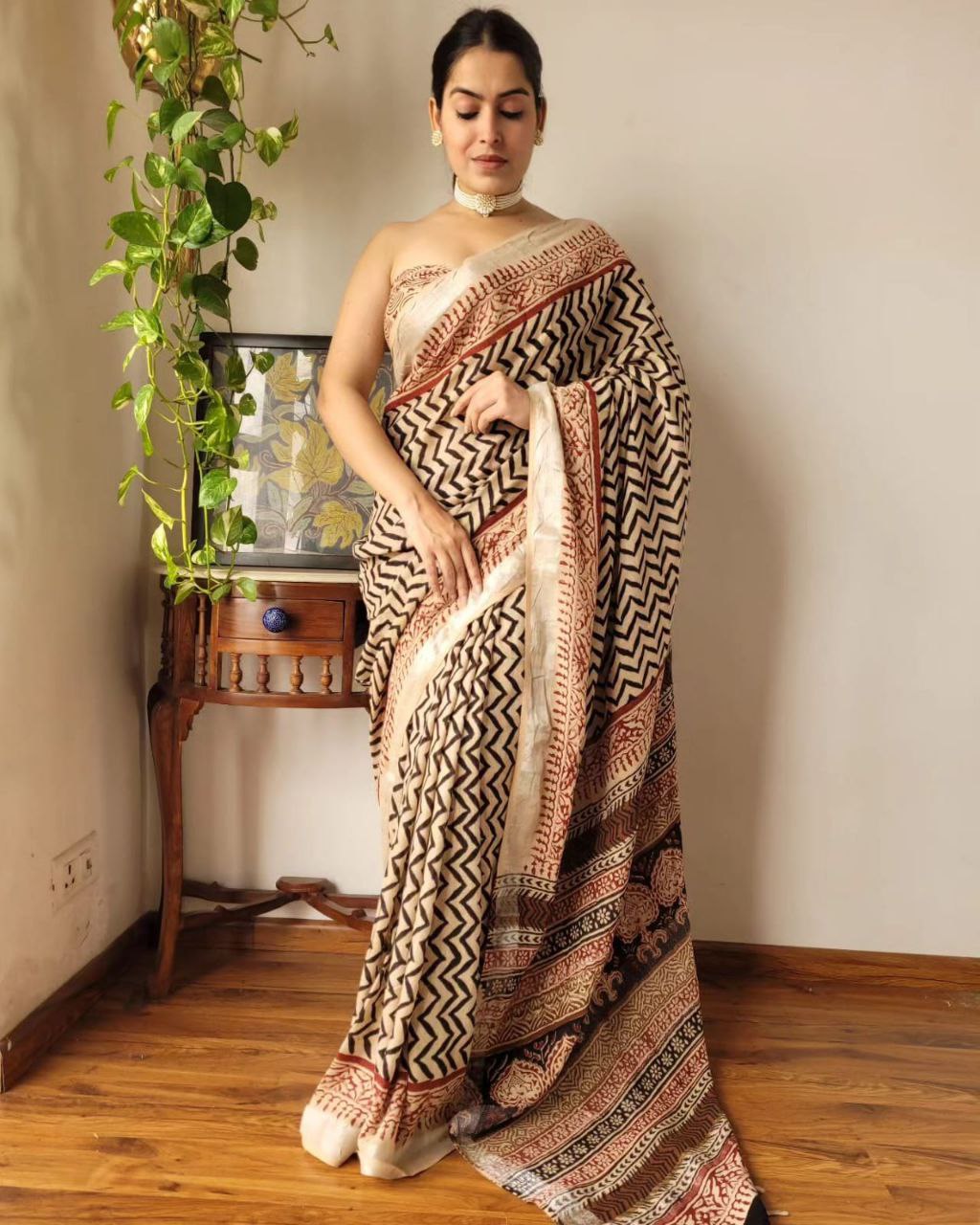 Digital Printed Linen Saree