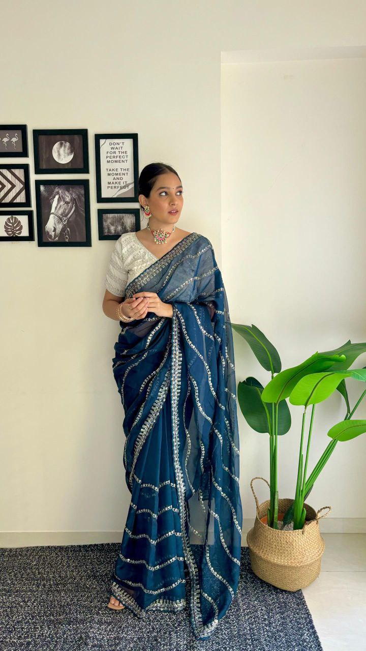 Nile Designer Organza Tabby Silk Saree