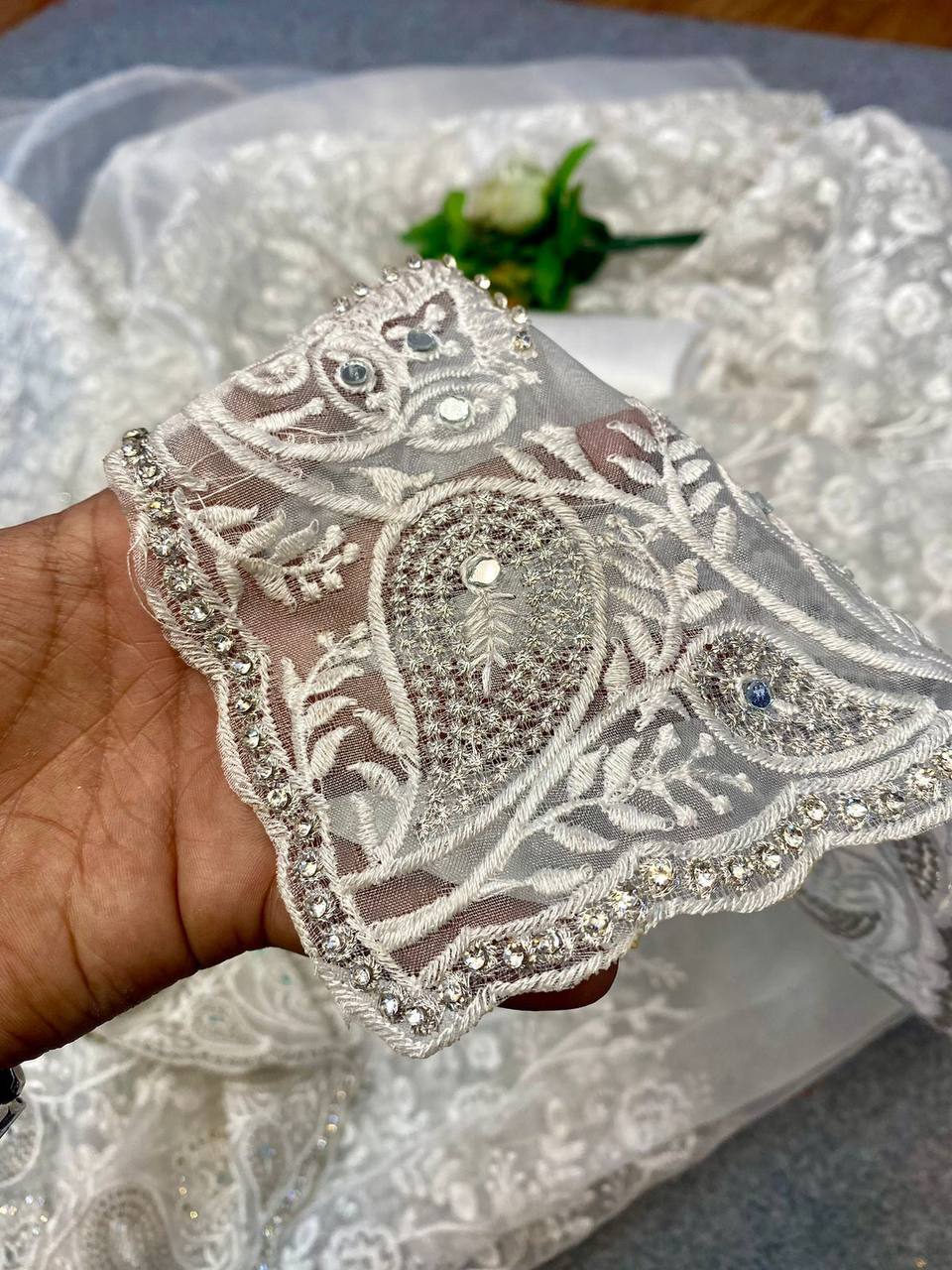 Off-white Designer Organza Saree