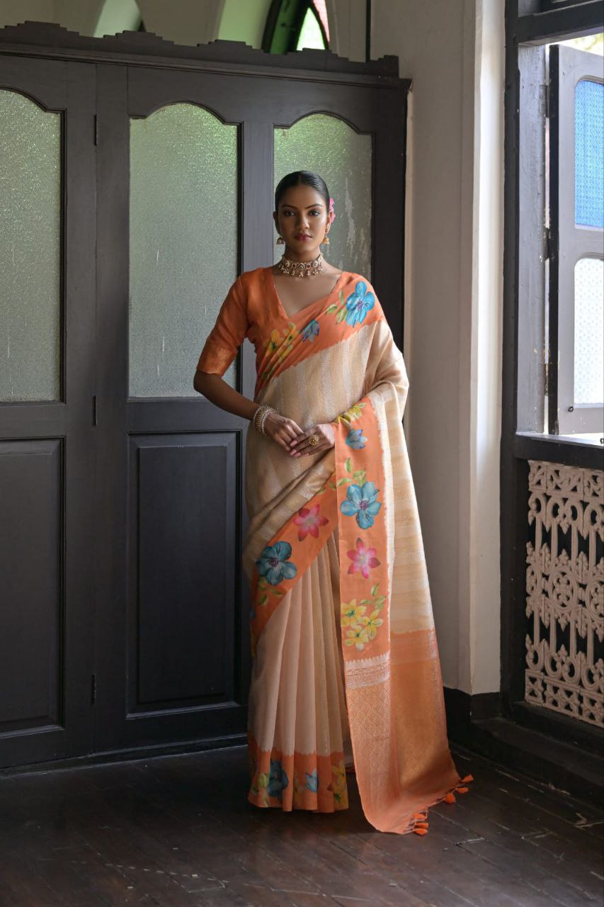 Orange Traditional Silk Saree