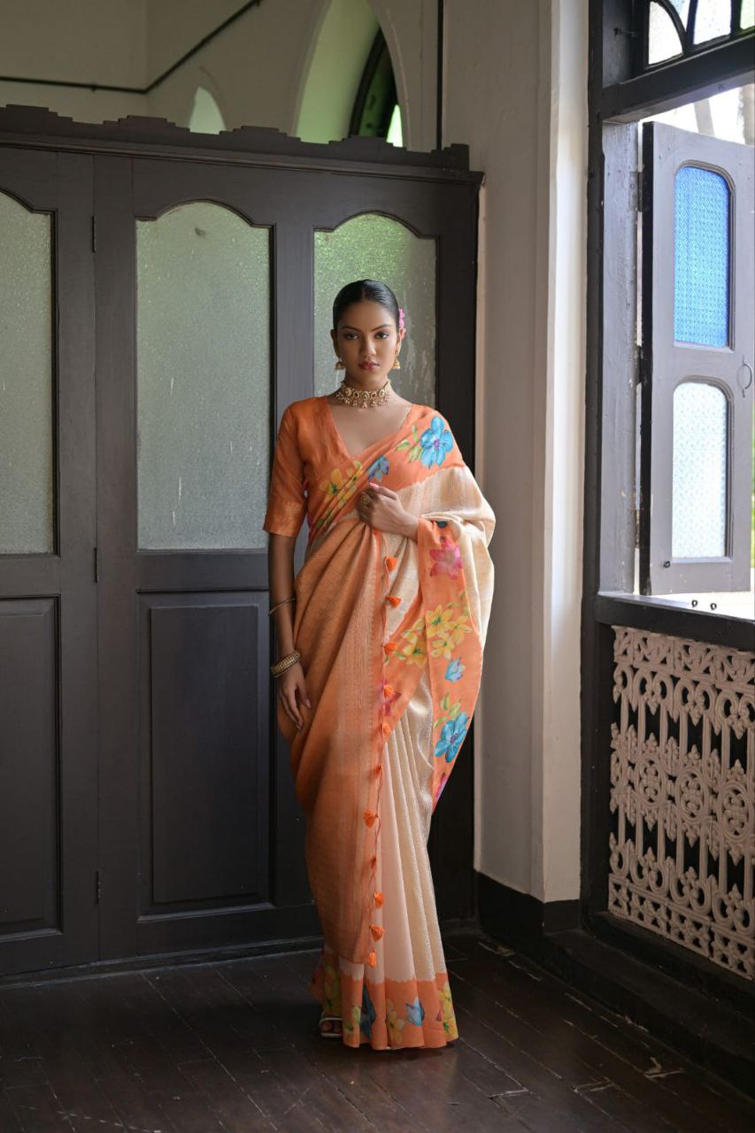 Orange Traditional Silk Saree