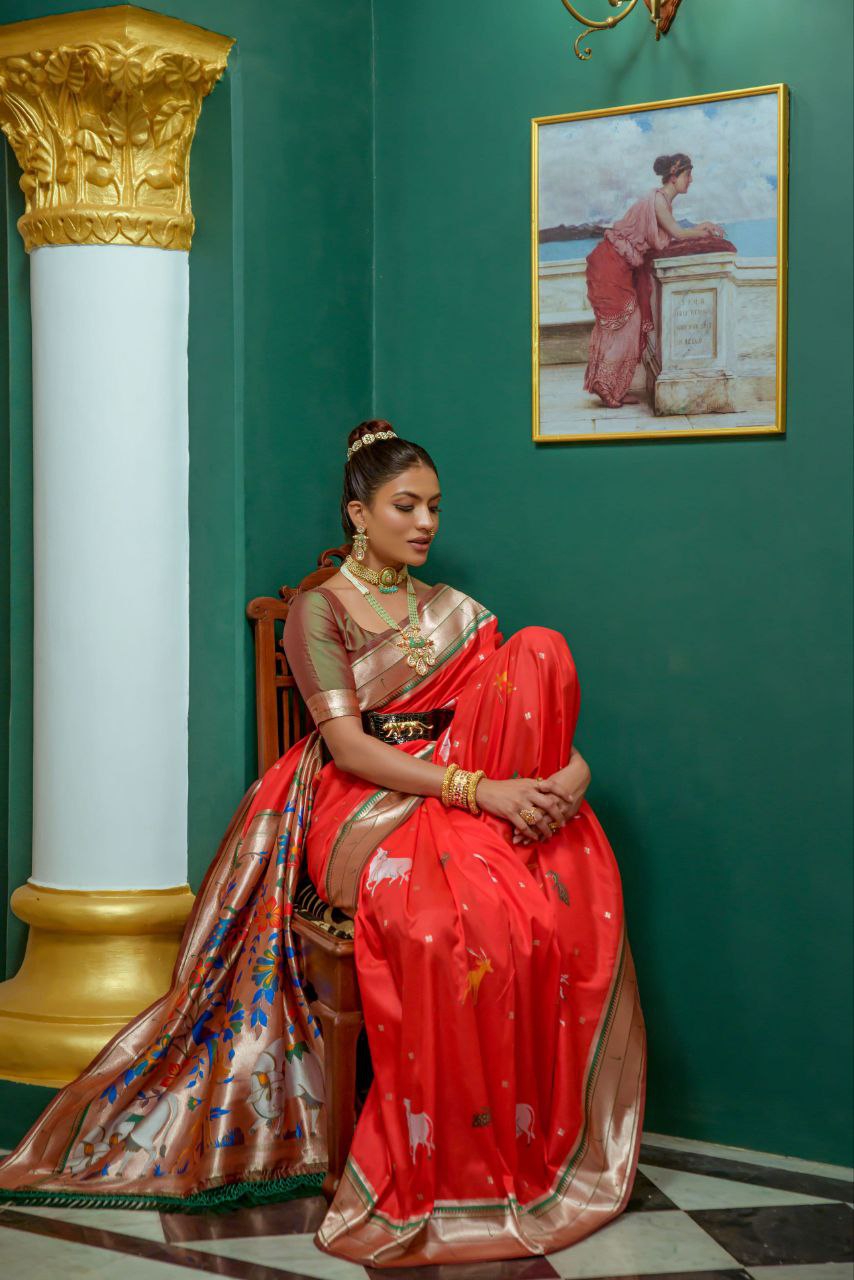 Red Paithani Silk Saree