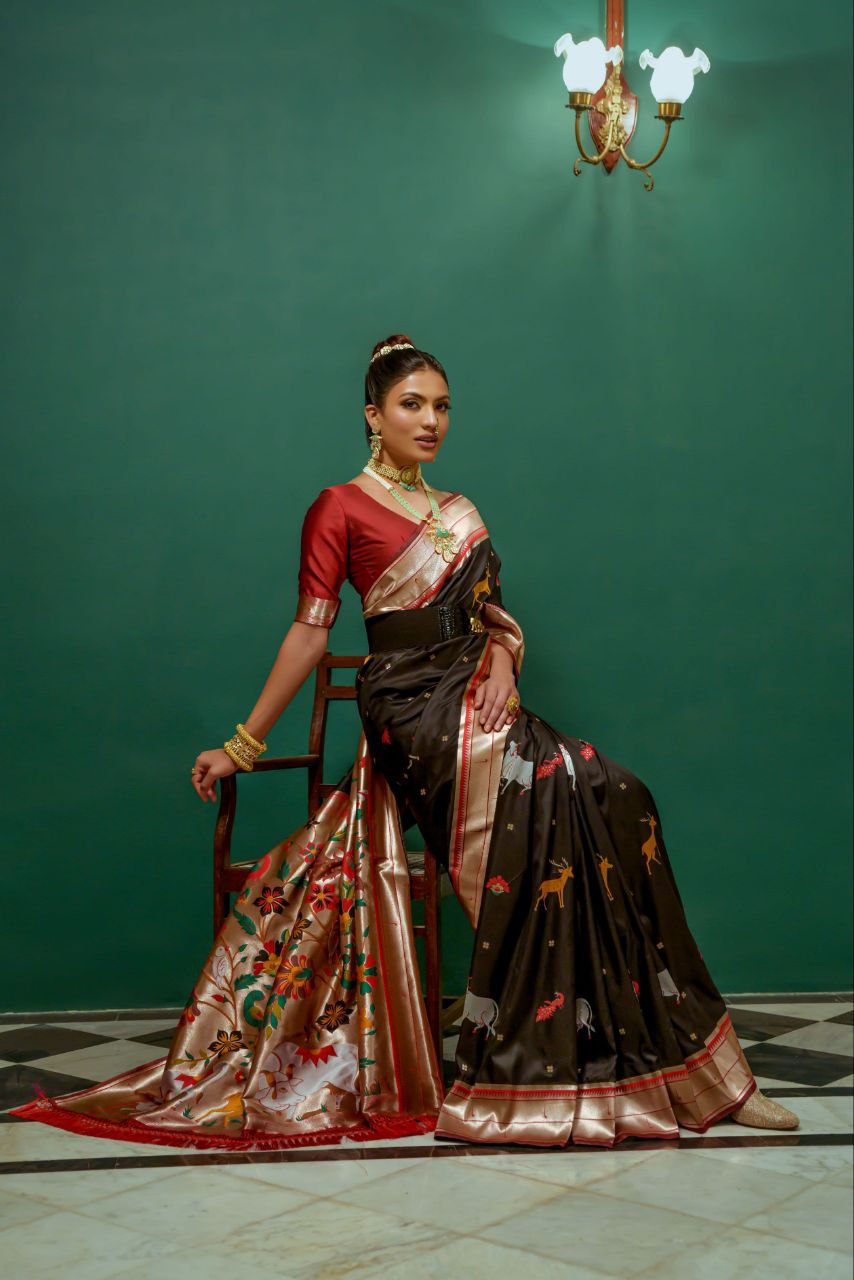 Black Paithani Silk Saree