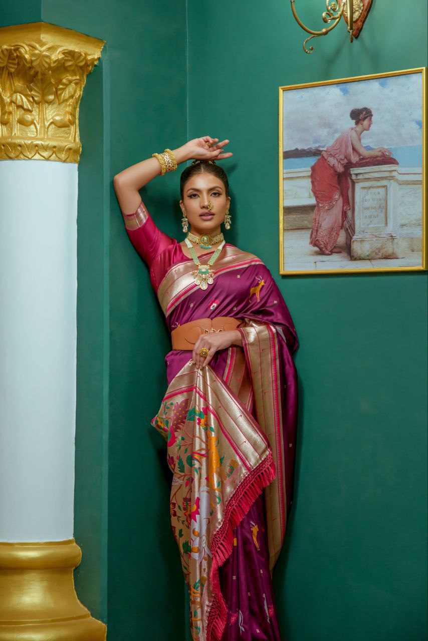 Magenta Paithani Silk Saree