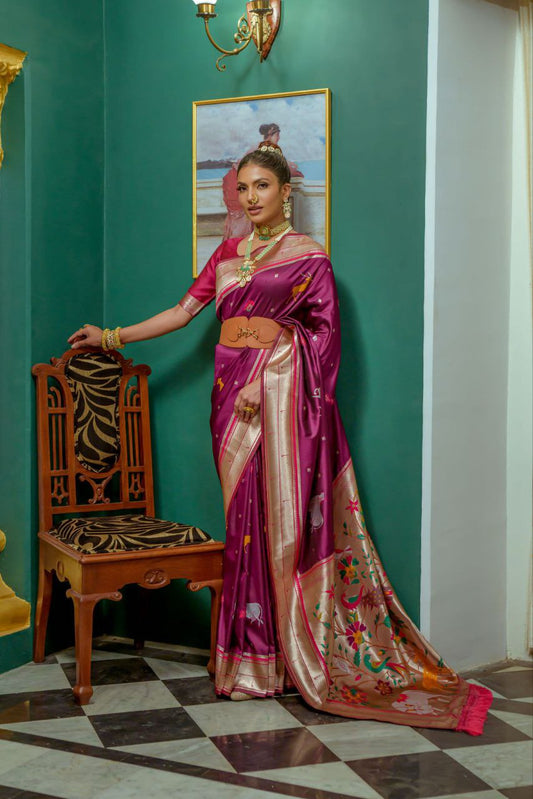 Magenta Paithani Silk Saree