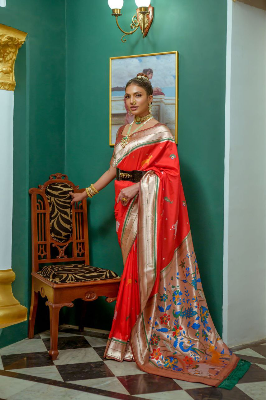 Red Paithani Silk Saree