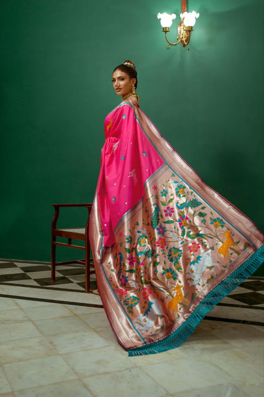 Rani Pink Paithani Silk Saree