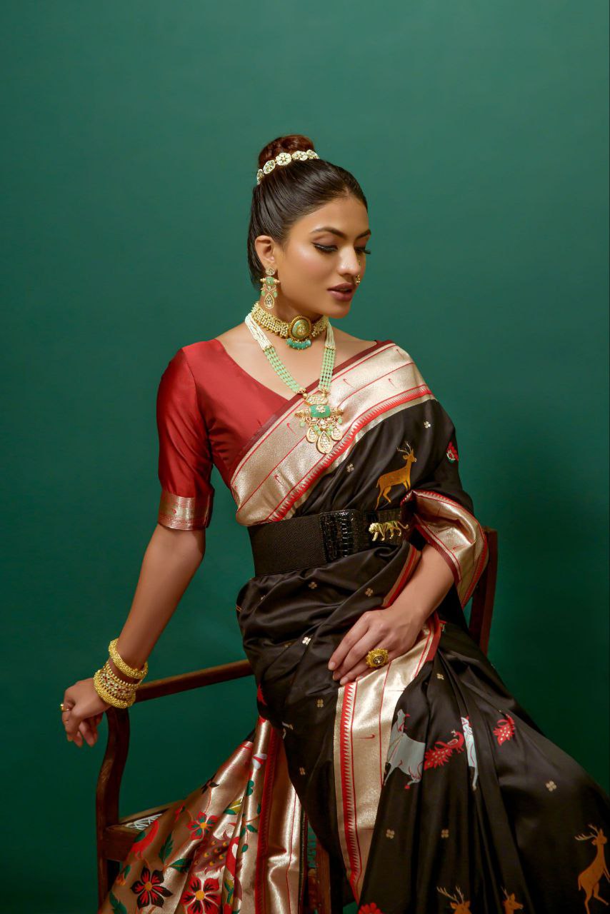 Black Paithani Silk Saree