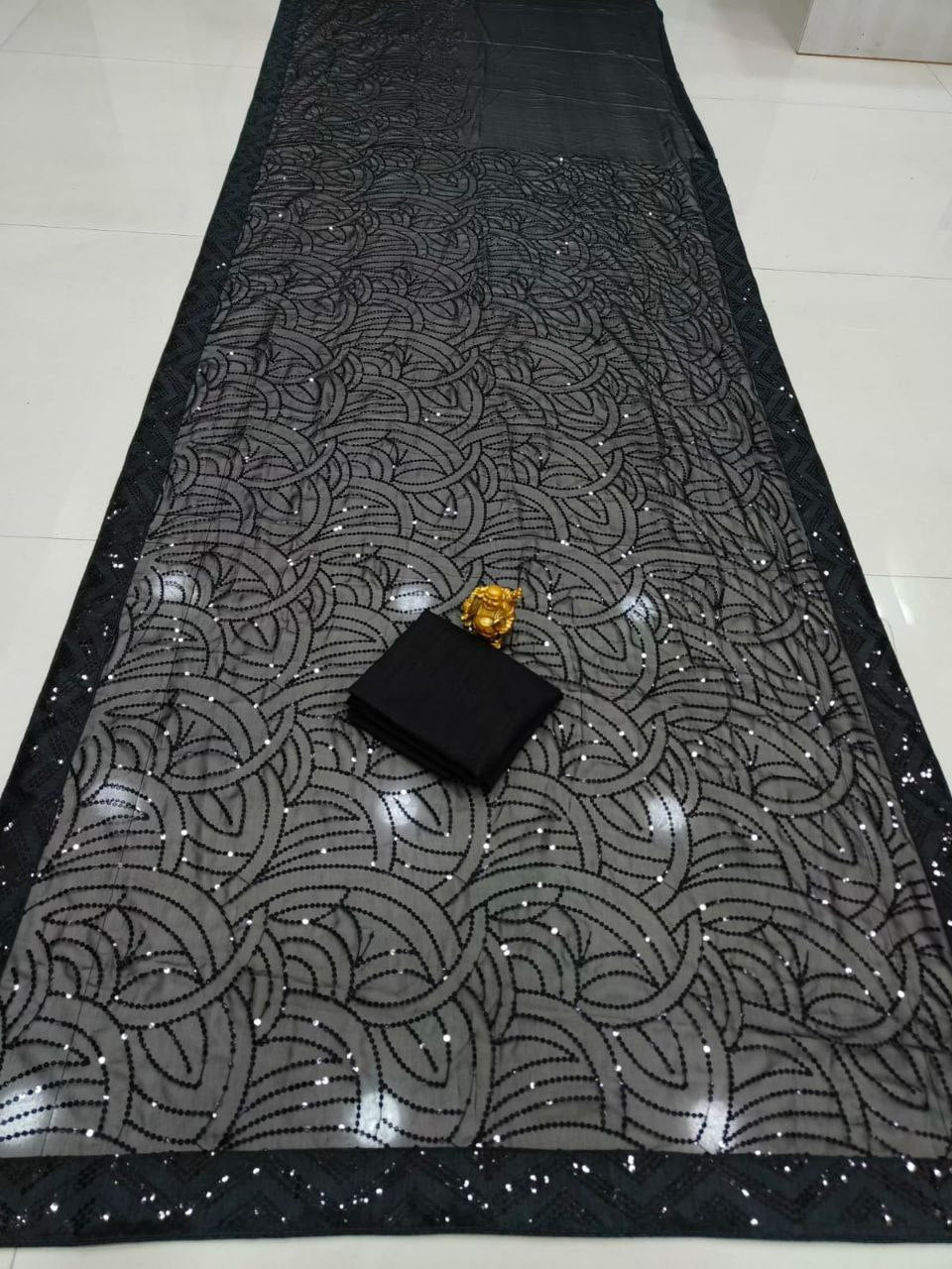 Party Wear Black Georgette Saree