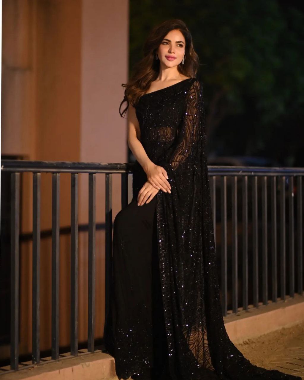 Party Wear Black Georgette Saree