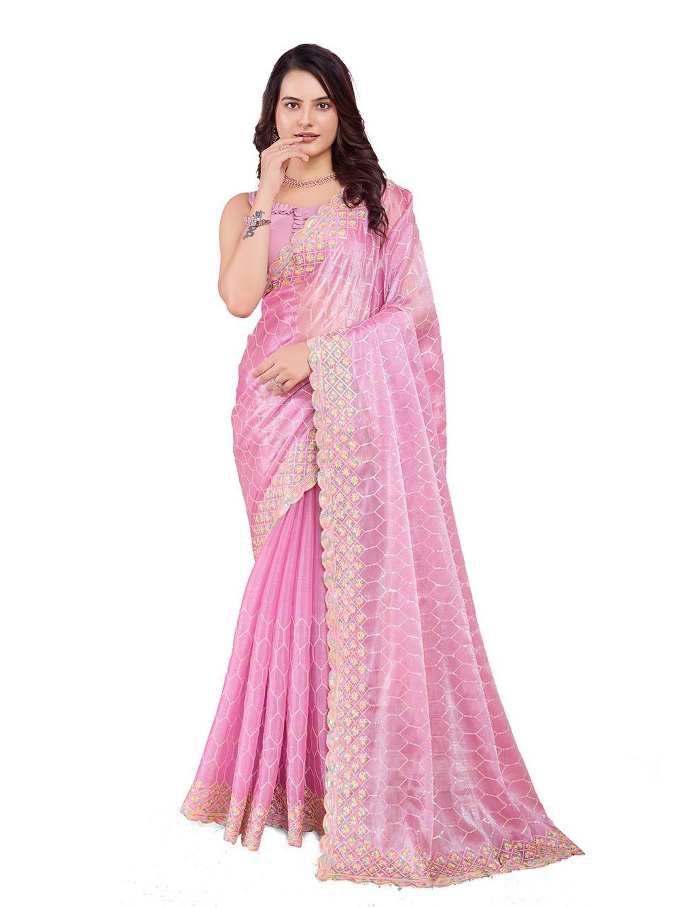 Magenta Party Wear Burberry Silk Saree