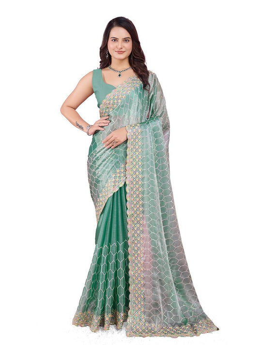 Party Wear Burberry Silk Saree