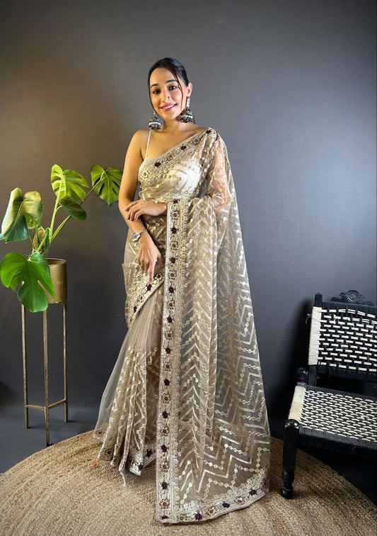 Party Wear Butterfly Net Saree